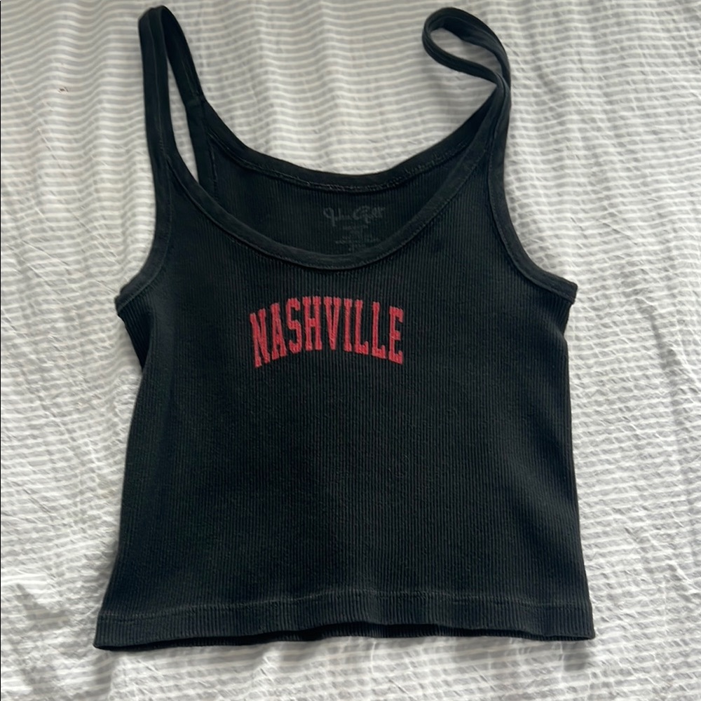 Brandy Melville Black Tank Top with Red Print